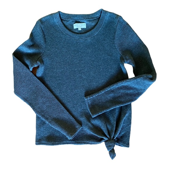 Madewell Tops - MADEWELL texture & thread jacquard knot front top charcoal size x-Small (NWOT)